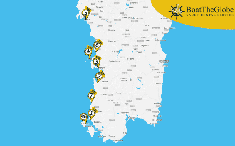 Skippered yacht charter in Sardinia: 7 - days sailing itinerary Carloforte crewed yacht rental Sardinia